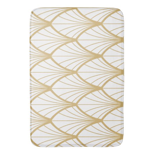 kunstdeco, mooi, ventilatorpatroon, goud, wit, vin badmat (Voorkant Verticaal)