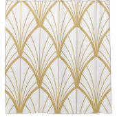 kunstdeco, mooi, ventilatorpatroon, goud, wit, vin douchegordijn (Voorkant)