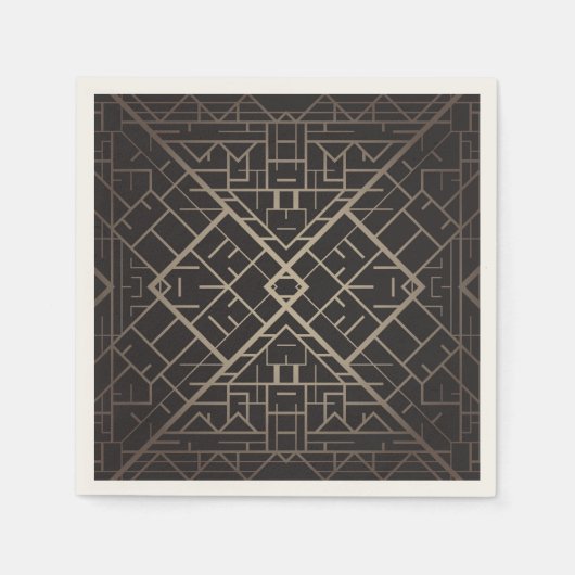 Kunstdeco, nouveau, zilver, zwart, elegant, chic, servetten (Voorkant)