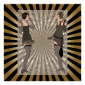 Kunstdeco, patroon, strepen, goud, zwart, , chic, poster (Voorkant)