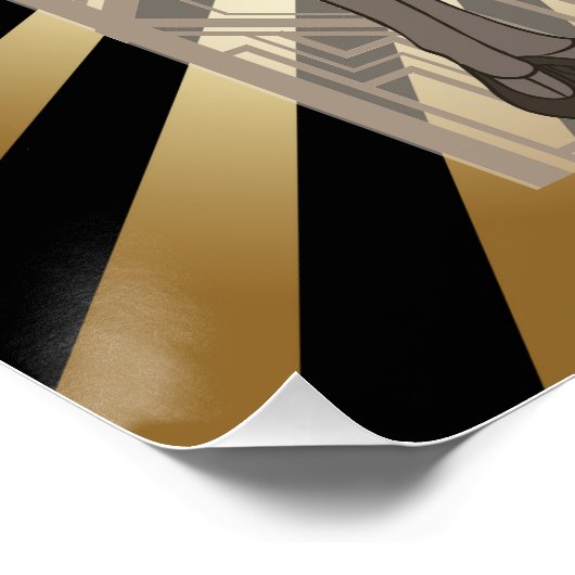 Kunstdeco, patroon, strepen, goud, zwart, , chic, poster (Hoek)