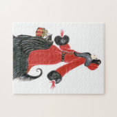 kunstdeco retro  dame en hondenkerst legpuzzel (Horizontaal)