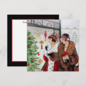 kunstdeco retro  dames kerst feestdagenkaart (Voorkant / Achterkant)