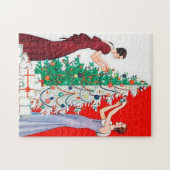 kunstdeco retro  dames kerst legpuzzel (Horizontaal)