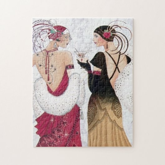 kunstdeco retro  dames kerst legpuzzel (Verticaal)