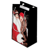 kunstdeco retro  dames met kerstfeestdag klein cadeauzakje (Achterkant Gekanteld)