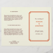 Kunstdeco retro oranje bruin trouwprogramma (Voorkant)