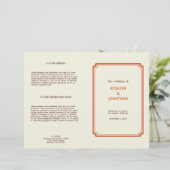 Kunstdeco retro oranje bruin trouwprogramma (Staand voorkant)
