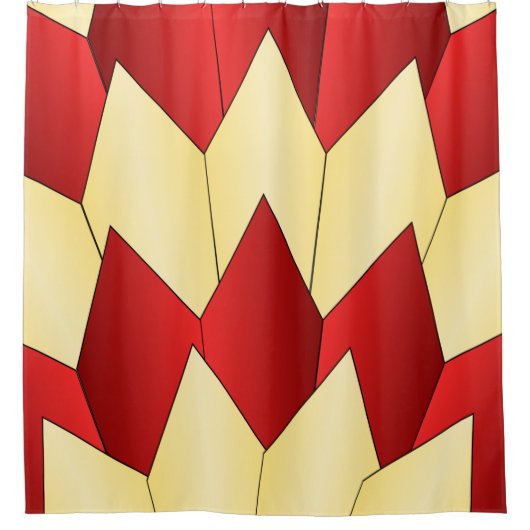 Kunstdeco-schalen Ontwerp rood geel Douchegordijn (Voorkant)
