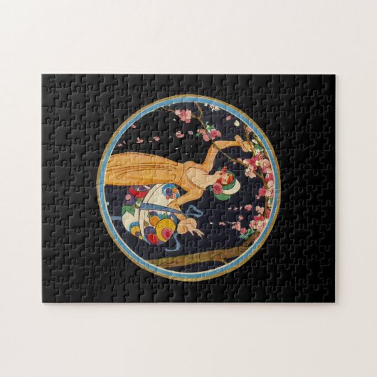  Kunstdeco-stijl Lady Cherry Blossom-boom Legpuzzel (Horizontaal)