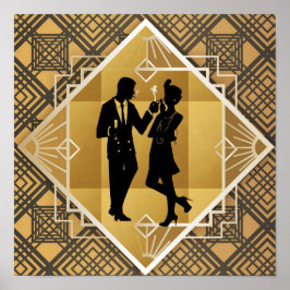 Kunstdeco uit 1920. Flapper. Poster