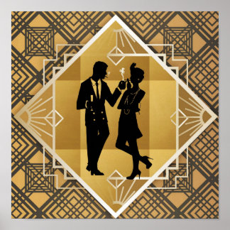 Kunstdeco uit 1920. Flapper. Poster