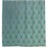 Kunstdeco, ventilatorpatroon, blauwgroen, wit, ven douchegordijn (Voorkant)