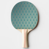 Kunstdeco, ventilatorpatroon, blauwgroen, wit, ven tafeltennisbatje (Achterkant)