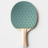 Kunstdeco, ventilatorpatroon, blauwgroen, wit, ven tafeltennisbatje (Voorkant)