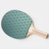 Kunstdeco, ventilatorpatroon, blauwgroen, wit, ven tafeltennisbatje (Zijkant)