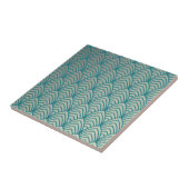 Kunstdeco, ventilatorpatroon, blauwgroen, wit, ven tegeltje (Zijkant)