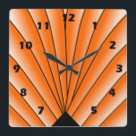 Kunstdeco voor Oranje design vierkante wandklok<br><div class="desc">Wall clock art deco design that you can customise with any text of your keus. Should you require any help with customising then contact us through the link on this page. Art deco wall clock.</div>