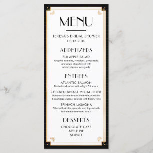 Kunstdeco, Vrijgezellenfeest, bruiloft, Menu 1920