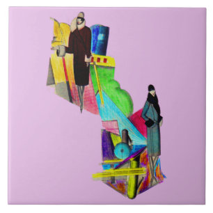 Kunstdeco vrouwen afdrukken in de jaren '30 tegeltje