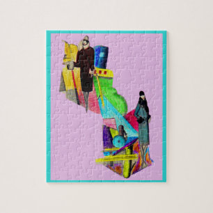 Kunstdeco-vrouwen uit de jaren '30 drukken iets ex legpuzzel