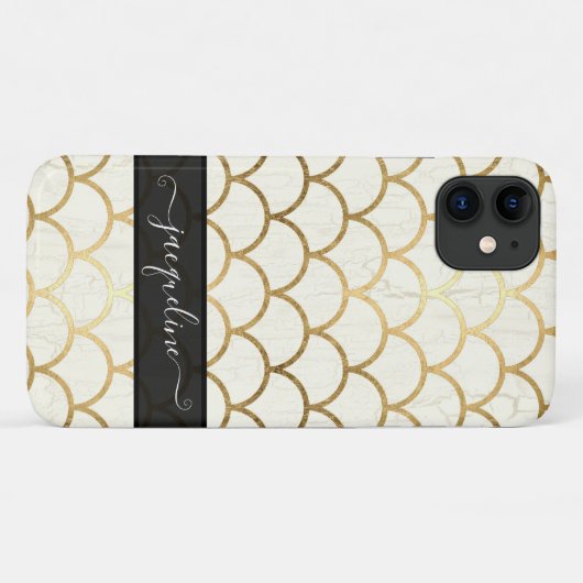 Kunstdeco White Gold Black Shell Patroon Case-Mate iPhone Case (Achterkant (horizontaal))