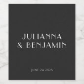 kunstdeco zwart, eenvoudig aangepast huwelijk wijn etiket (Enkel label)