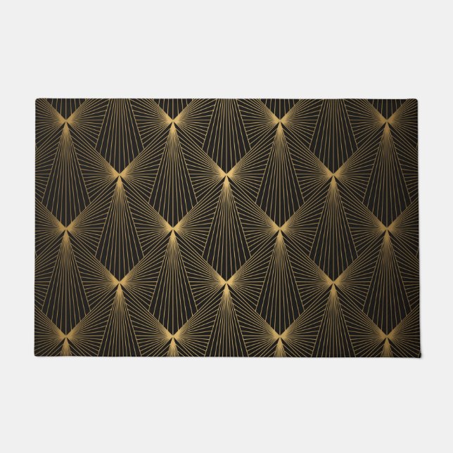 Kunstdeco, zwart goud, chic, elegant, patroon, kla deurmat (Voorkant)