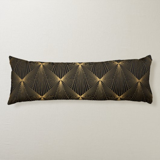 Kunstdeco, zwart goud, chic, elegant, patroon, kla lichaamskussen (Voorkant)