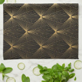 Kunstdeco, zwart goud, chic, elegant, patroon, kla theedoek (Gevouwen)