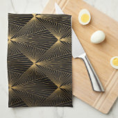 Kunstdeco, zwart goud, chic, elegant, patroon, kla theedoek (Quarter Fold)