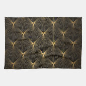 Kunstdeco, zwart goud, chic, elegant, patroon, kla theedoek (Horizontaal)