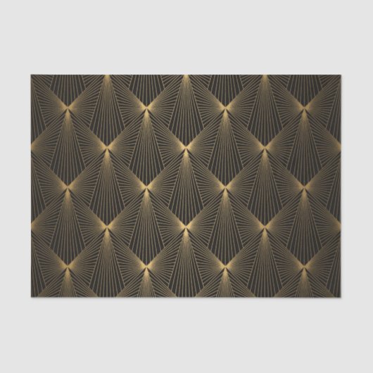 Kunstdeco, zwart goud, chic, elegant, patroon, kla tissuepapier (Voorkant)