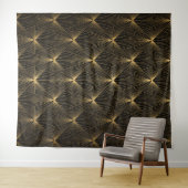 Kunstdeco, zwart goud, chic, elegant, patroon, kla wandkleed (In Situ (horizontaal))