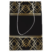 Kunstdeco, zwart, goud, elegant, chic, monogram kl medium cadeauzakje (Voorkant)