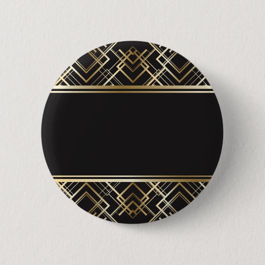 Kunstdeco, zwart, goud, elegant, chic, monogram kl ronde button 5,7 cm (Voorkant)