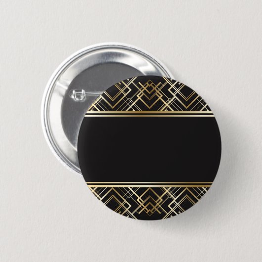 Kunstdeco, zwart, goud, elegant, chic, monogram kl ronde button 5,7 cm (Voorkant /achterkant)