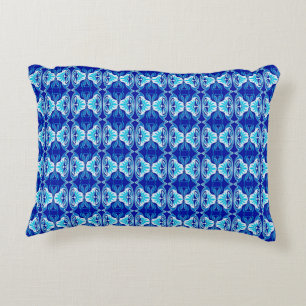 Kunstdecobedachtpatroon - kobalt blauw en wit accent kussen