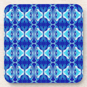 Kunstdecobedachtpatroon - kobalt blauw en wit drankjes onderzetter