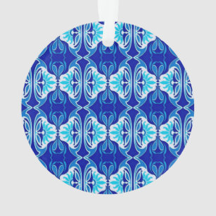 Kunstdecobedachtpatroon - kobalt blauw en wit ornament