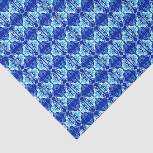 Kunstdecobedachtpatroon - kobalt blauw en wit tissuepapier (Detail)