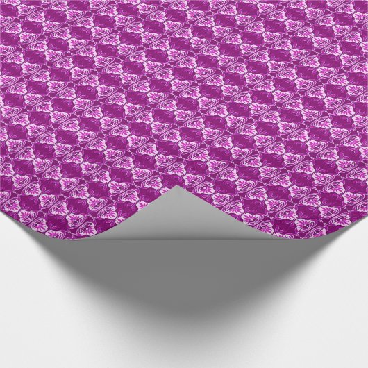 Kunstdecobehangpatroon - diep paars en wit cadeaupapier (Hoek)