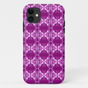 Kunstdecobehangpatroon - diep paars en wit Case-Mate iPhone case
