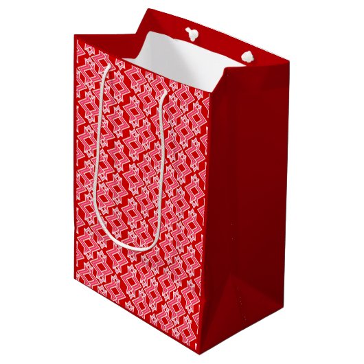 Kunstdecobehangpatroon, donkerrood en roze medium cadeauzakje (Voorkant Gekanteld)