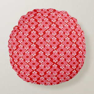 Kunstdecobehangpatroon, donkerrood en roze rond kussen