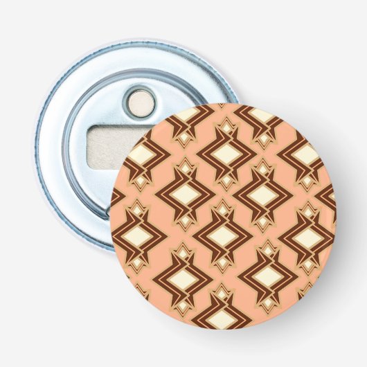 Kunstdecobehangpatroon, koraal en bruin button flesopener (Voorkant)