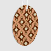 Kunstdecobehangpatroon, koraal en bruin ornament (voorkant)