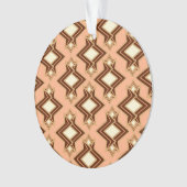 Kunstdecobehangpatroon, koraal en bruin ornament (voorkant)