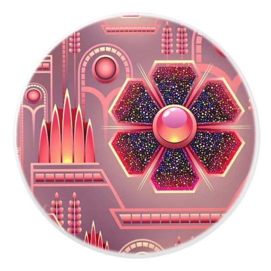 Kunstdecobloem bloemgeometrisch keramische knop (Voorkant)