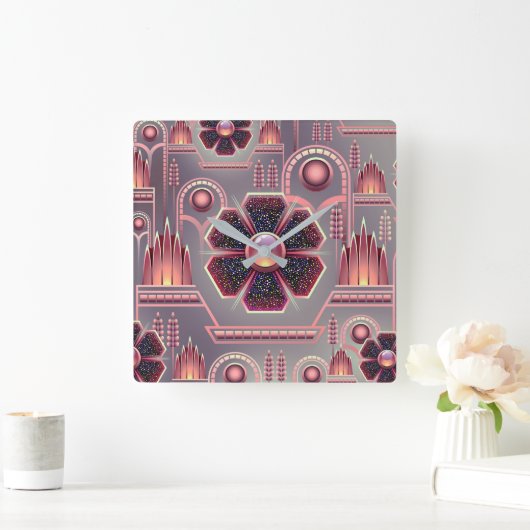 Kunstdecobloem  bloemgeometrisch vierkante klok (Huis)